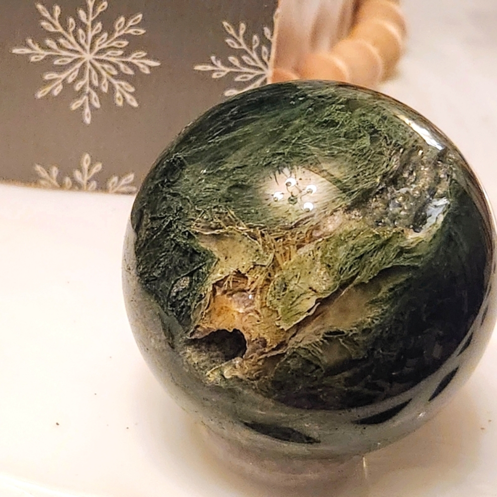 High Quality Druzy Moss Agate Crystal Sphere